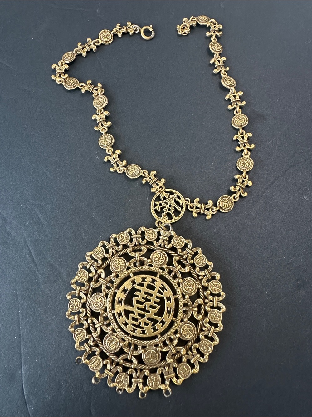 Gold-Tone Filigree Medallion Pendant Necklace - Women Jewelry
